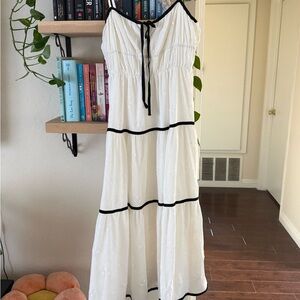 Cider White Maxi Dress with Black Accents